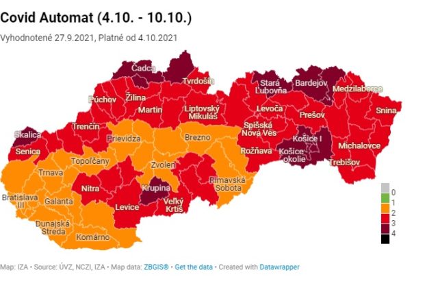Na Slovensku pribudli bordové okresy
