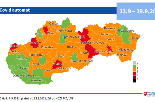 Na Slovensku od pondelka pribudli oranžové okresy a 10 je červených